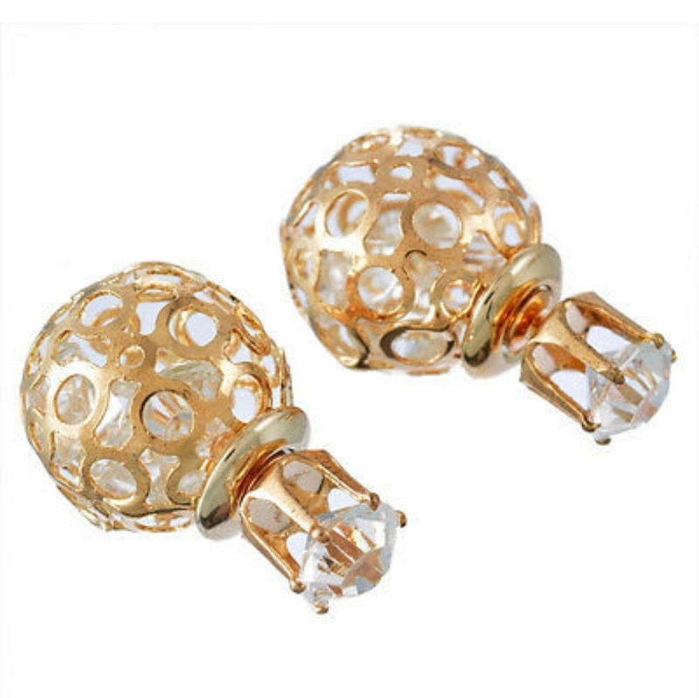 Nwt Double Back Earrings Stud Gold - Picture 4 of 6